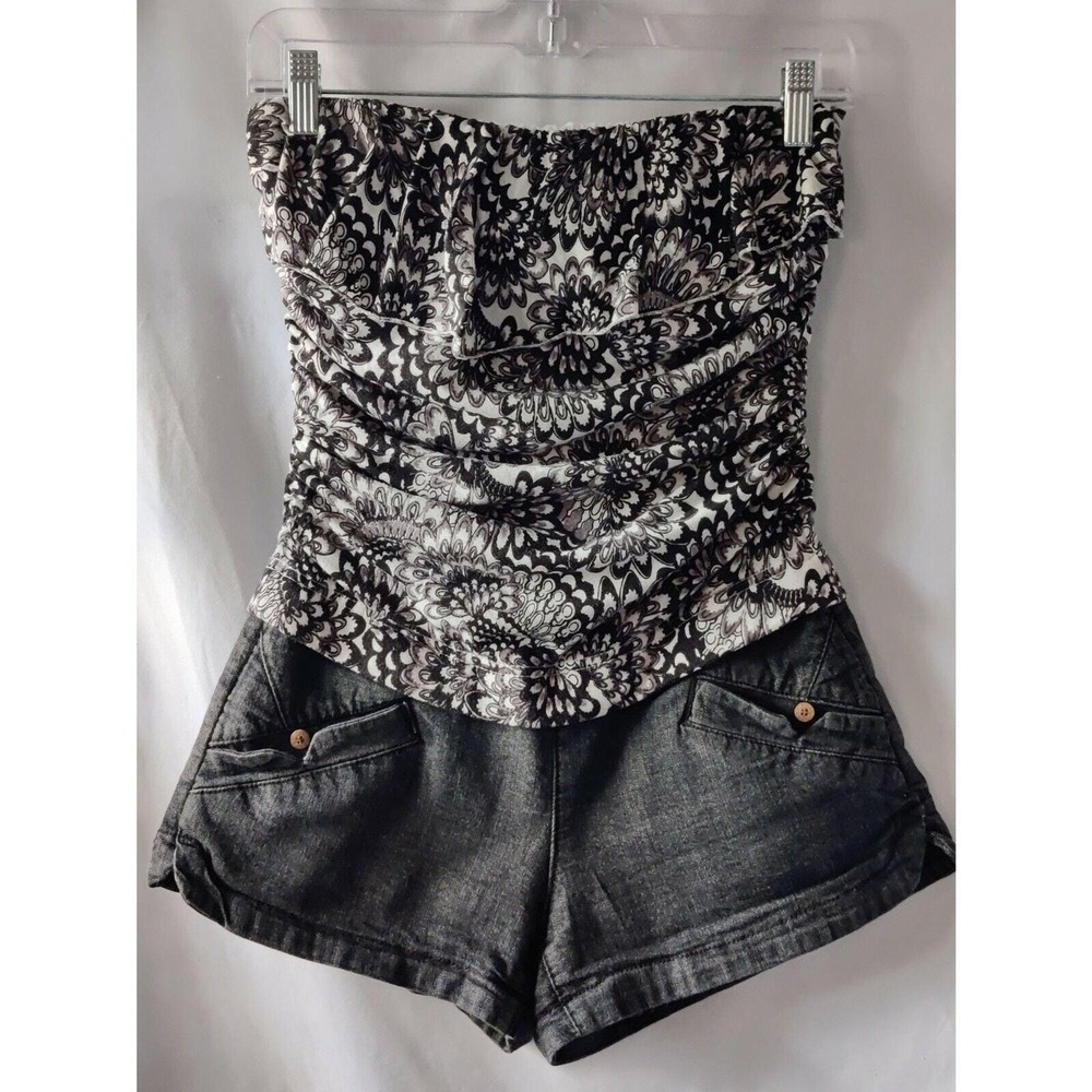 Rewind Womens Vest‎ Strapless Floral Sleeveless Boob Tube Bandeau Top Size Small